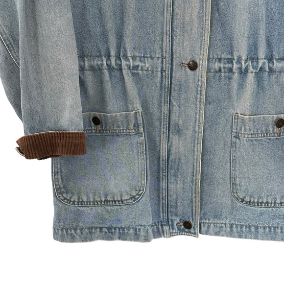 Vintage Denim & Co Jeanswear Jean Jacket Field Chore Drawstring Waist M 90s Read - Picture 4 of 15